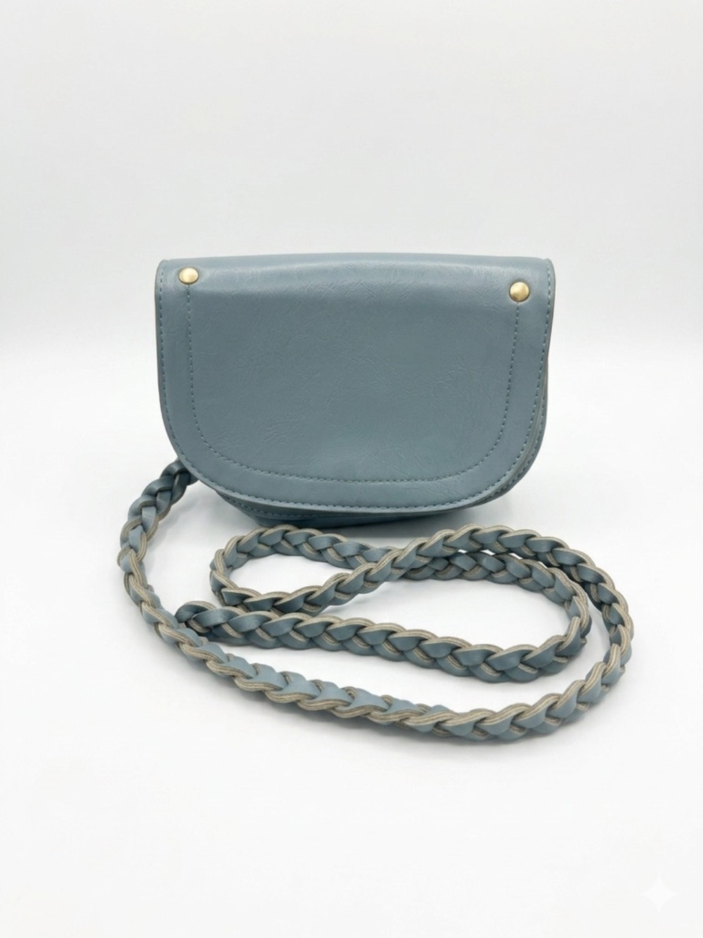 Anthro Mini Blue Crossbody‎ Braided Strap Soft Girl Coastal Boho Bag